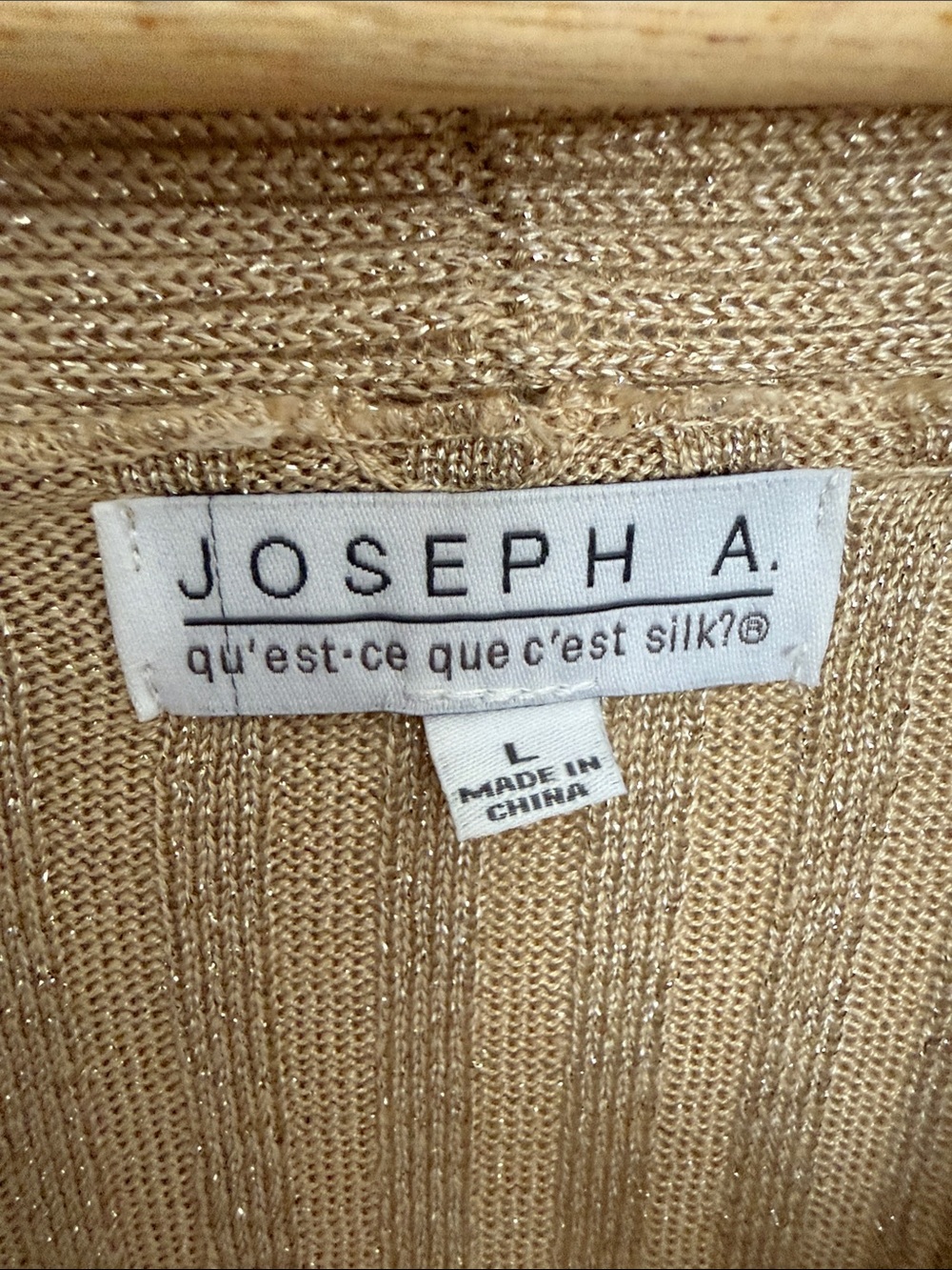Joseph A. Shimmer Ribbed Knit Gold Cowl Neck Sweater Women's Size L Holiday Date - Picture 4 of 10